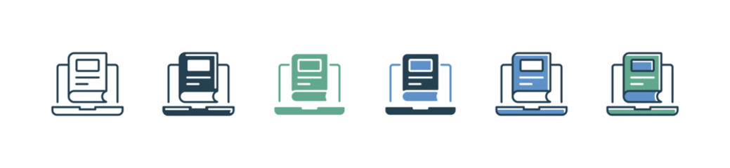 Aufkleber - simple digital book with laptop icon set online course learning education vector illustration