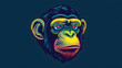 © Tark - Chimpanzee neon avatar vector-style image of cyberpunk head. Generative AI