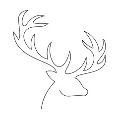 Wall Mural - Hand drawn reindeer antlers vector. One line continuous drawing. Minimal illustration. Winter holiday linear icons. Outline print, poster, postcard, sign, Christmas symbol, abstract silhouette