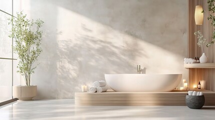 Wall Mural - Serene Minimalist Bathroom with Natural Elements