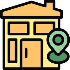 Poster - simple colored house location pin icon representing finding an address