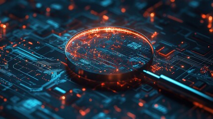 Poster - Futuristic Technology and Digital Magnifying Glass