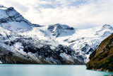 View from the Moserboden Reservoir towards the Wiesbachhorn in Austria, snow-covered