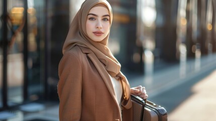 Wall Mural - Muslim Woman Traveling in City