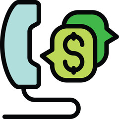 Poster - Retro style telephone is discussing money matters in green speech bubbles