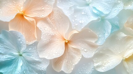 Poster - Delicate Water Droplets on Pastel Flower Petals