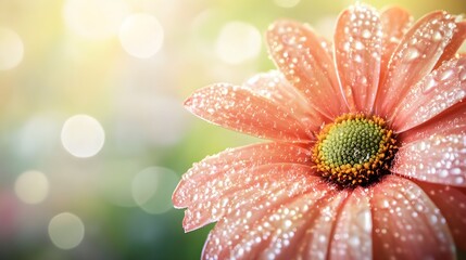 Poster - Close-Up of Dewy Pink Flower Petals with Soft Background