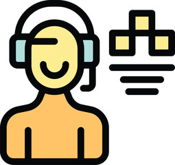 Poster - Customer service operator wearing a headset with a microphone is answering questions and providing support