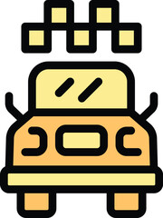 Poster - this colorful icon depicts a taxi cab, emphasizing urban transportation
