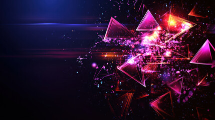 Poster - Dynamic abstract triangles with vibrant colors and lighting effects
