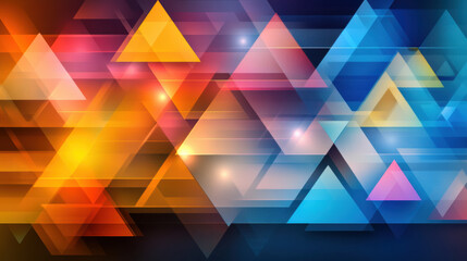 Fototapete - Vibrant triangles in gradient colors create dynamic abstract background