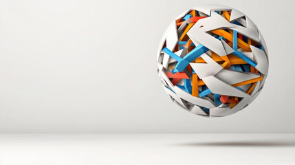 Poster - Minimalistic 3D sphere with colorful sliced sections, showcasing creativity and design