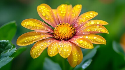 Aufkleber - Vibrant Flower with Water Drops on Petals