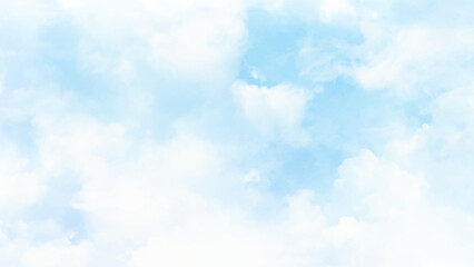 Wall Mural - bright blue sky with fluffy white clouds on a sunny day vector. horizontal view blue sky.