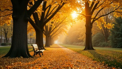 autumn alley on a sunny day