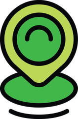 Poster - Green location pin icon is showing a happy face to indicate a positive destination