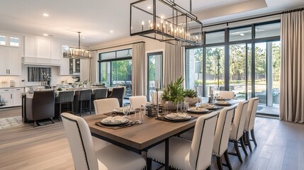 Poster - Modern Dining Room with Elegant Table Setting