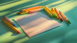 © Pter - An Artful Display of Crayons and Paper Exuding a Tranquil Charm for Artistic Expression