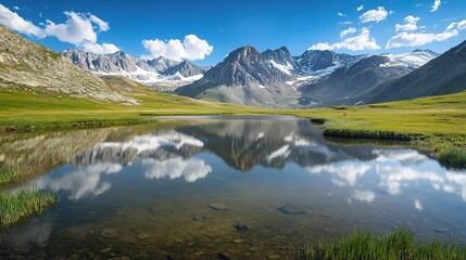 Sticker - Serene Mountain Reflection in Tranquil Lake