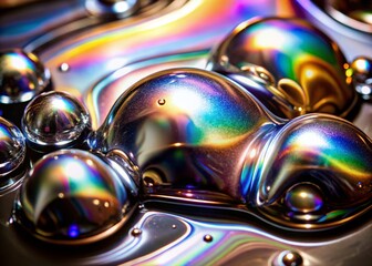 Poster - Rainbow Holographic Fluid Blob Shapes for Modern Fashion Photography and Design