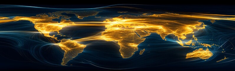 Aufkleber - A stunning aerial view of Asia, illuminated at night, showcasing vibrant city lights and geographical contours.