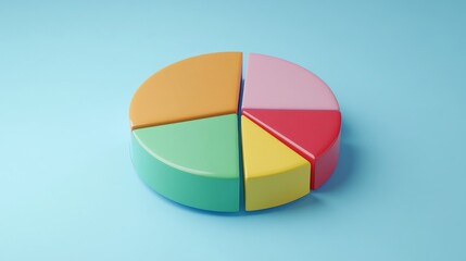 Aufkleber - Colorful Pie Chart on Blue Background for Business Use