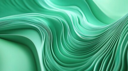 Poster - Smooth Waves of Soft Green Texture