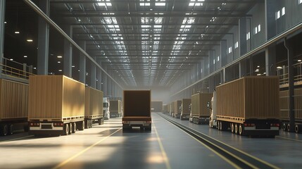 Canvas Print - Trucks in a Large Warehouse Environment