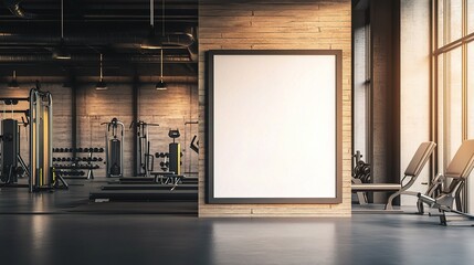 Sticker - Modern Gym Interior with Blank Canvas Space