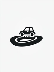 Poster - A simple car travels along a curvy road, illustrating the concept of exploration and adventure on various paths. Generative AI