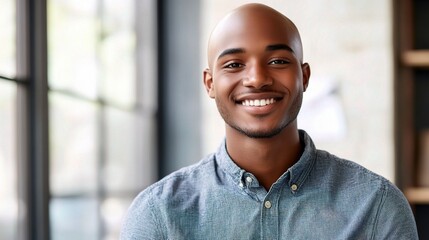 Wall Mural - Smiling Man in Modern Office Setting