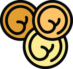 Poster - This vector illustration features three golden coins, symbolizing savings, wealth, or financial success