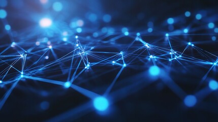 Poster - Abstract Network Connections in Blue Light