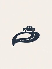 Poster - A small, minimalist car navigates a winding road, capturing the essence of travel and adventure in a clean design. Generative AI