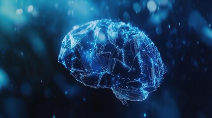 Poster - Abstract Digital Brain with Glowing Connections