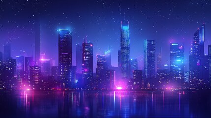 Canvas Print - Vibrant Night Cityscape with Neon Lights