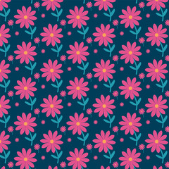Wall Mural - abstract seamless flowers pattern, vector illustration hand drawn style, doodle botany background.