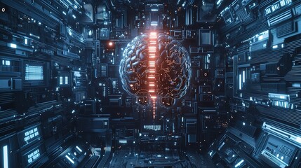 Poster - Futuristic Concept of Brain in Digital Environment