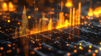 Poster - orange data visualization on dark background