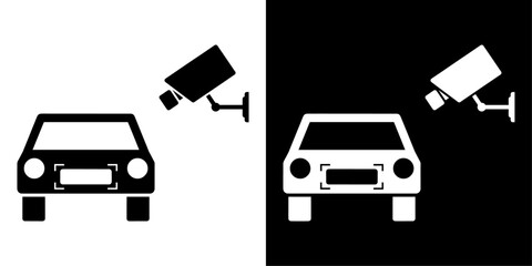 Poster - ofvs750 OutlineFilledVectorSign ofvs - license plate recognition vector icon . lpr camera . cctv . video surveillance . isolated transparent . outline and filled version . AI 10 / EPS / PNG . g12096