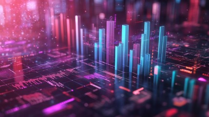 Leinwandbilder - Futuristic Data Visualization with Neon Effects