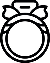 Poster - Golden ring with bow tie on top icon in thin line style for wedding, romance, engagement, love, proposal concept
