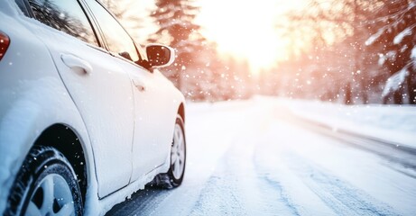 Snowy Car Windshield with Inspection. AI generated illustration.