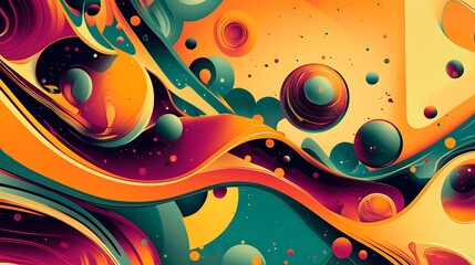 Poster - Abstract Art Background with Colorful Swirls and Circles