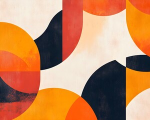 Poster - Abstract Geometric Shapes Orange Red Black White Background Texture