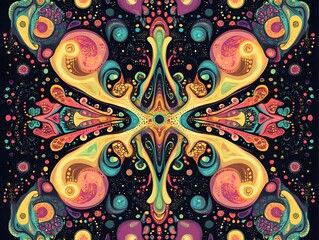 Poster - Abstract psychedelic colorful mandala art with transparent background