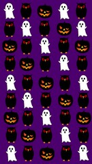 Wall Mural - vertical ghost, owl, and jack on purple animated wallpaper 4k loop features animated ghosts, jack o 