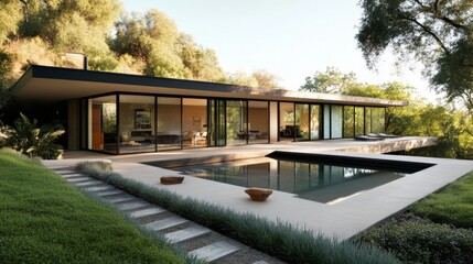 Aufkleber - Modern House with Pool and Scenic Landscape