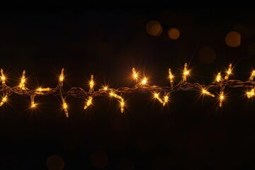 Aufkleber - Twinkling Christmas lights cast a warm glow against a deep dark backdrop, evoking the spirit of the holiday season. Generative AI