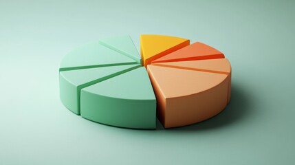 Poster - colorful 3d pie chart on minimalistic background